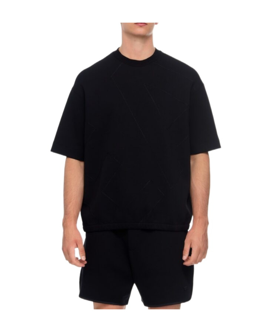 Emporio Armani Logo-embroidered Cotton Blend T-shirt In Black