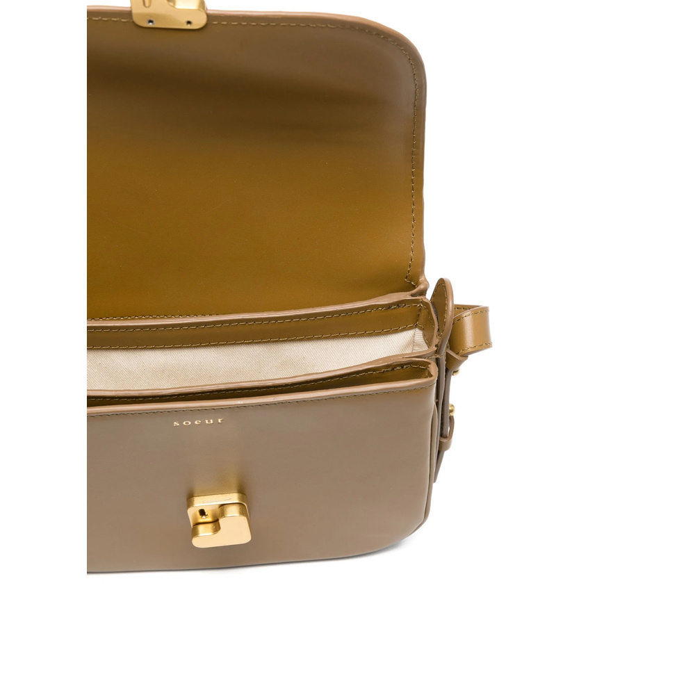 Soeur Mini Bellissima Flap-fastening Studded Shoulder Bag In Brown