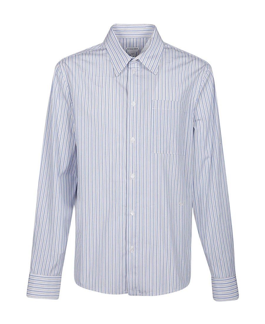 Bottega Veneta Striped Long-sleeve Shirt In Blue
