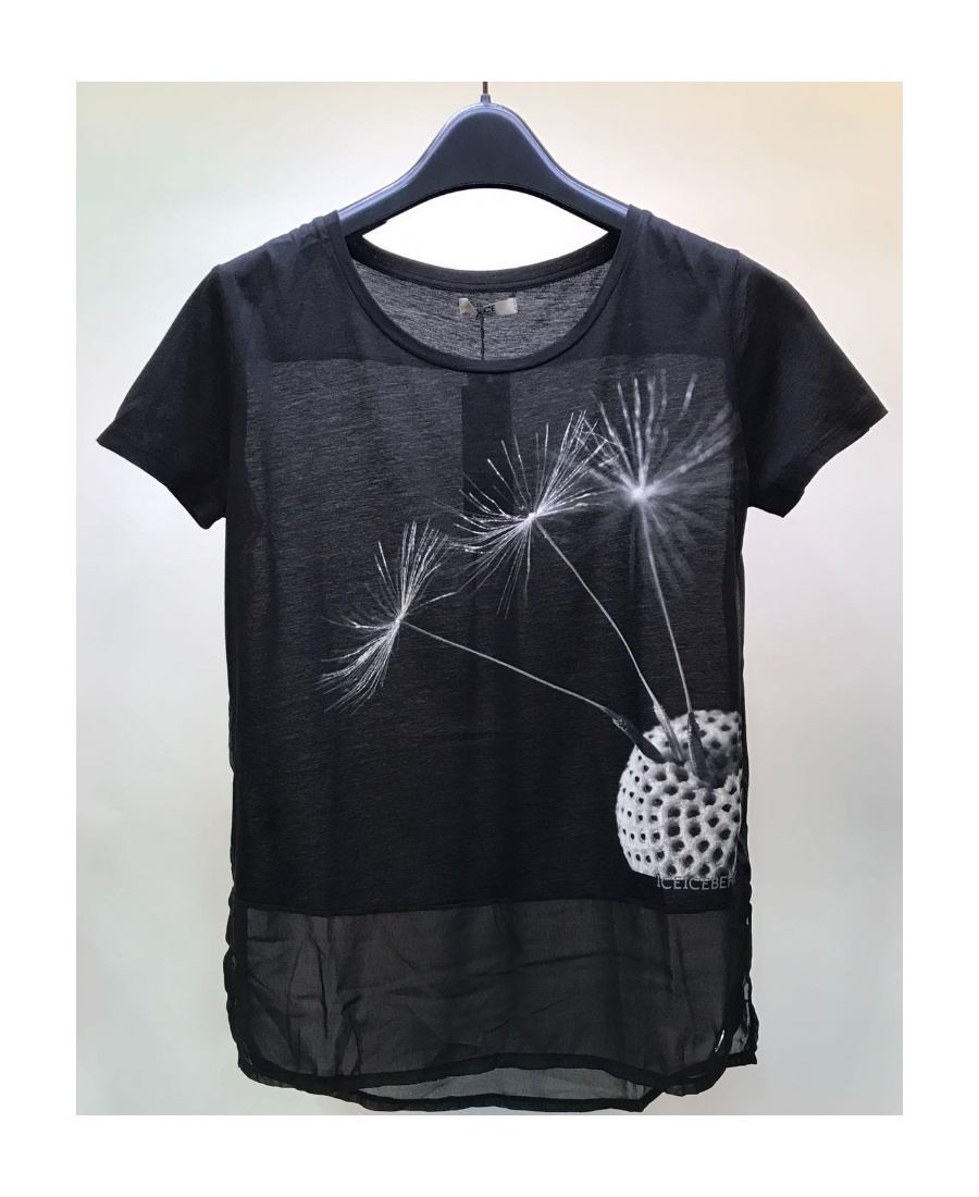Iceberg Printed T-shirt With Round Neck And Short Sleeves In Black
