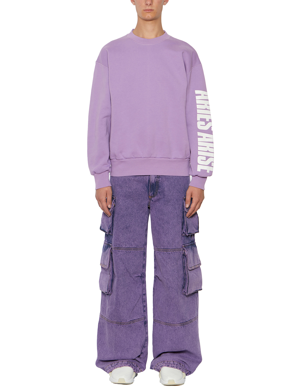 Aries Logo-print Long-sleeve Sweatshirt In Purple