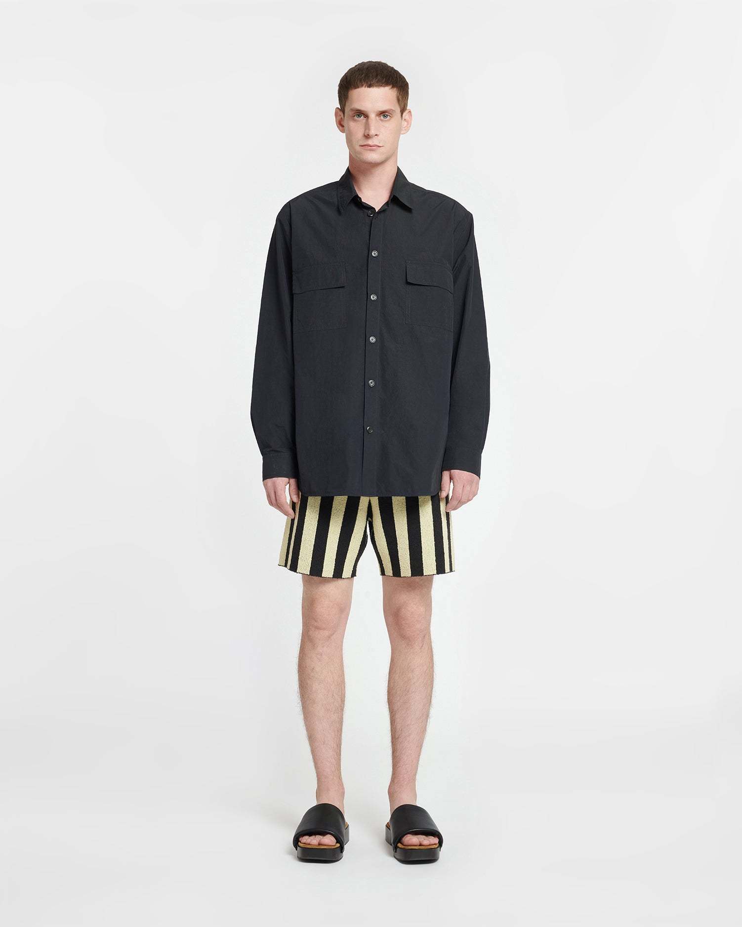 Nanushka Flap-pocket Pyjama Shirt In Black