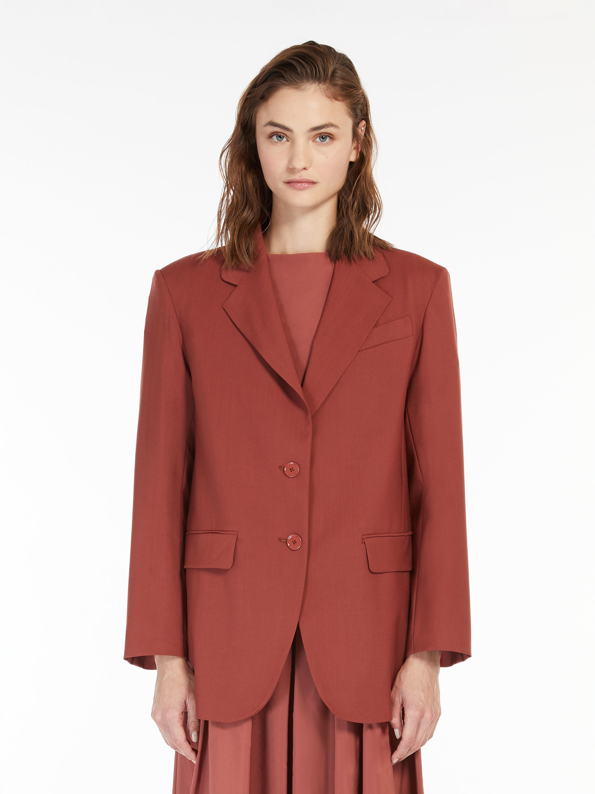 Weekend Max Mara Single-breasted Wool Suit Jacket In Brown