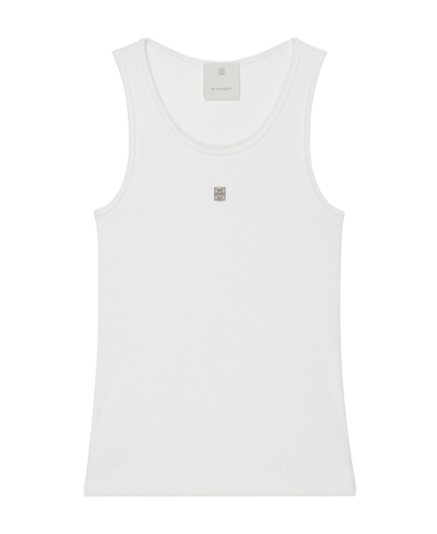 Givenchy Women's White Logo-plaque Cropped Ribbed Cotton-jersey Tank Top In White