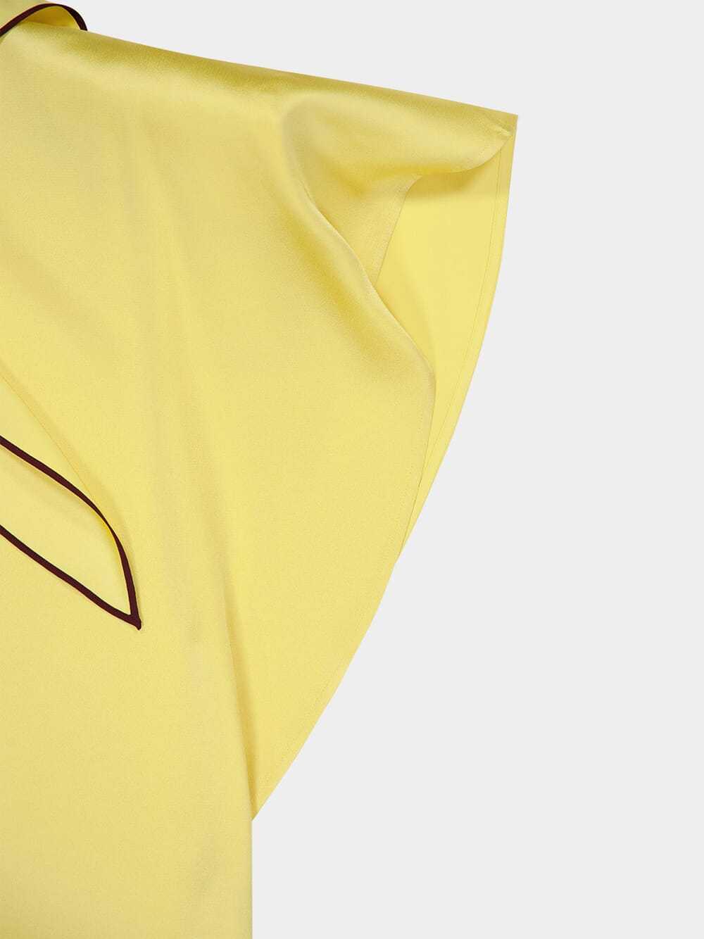 Stella Mccartney Tie Detail Draped Neckline Satin Dress In Yellow