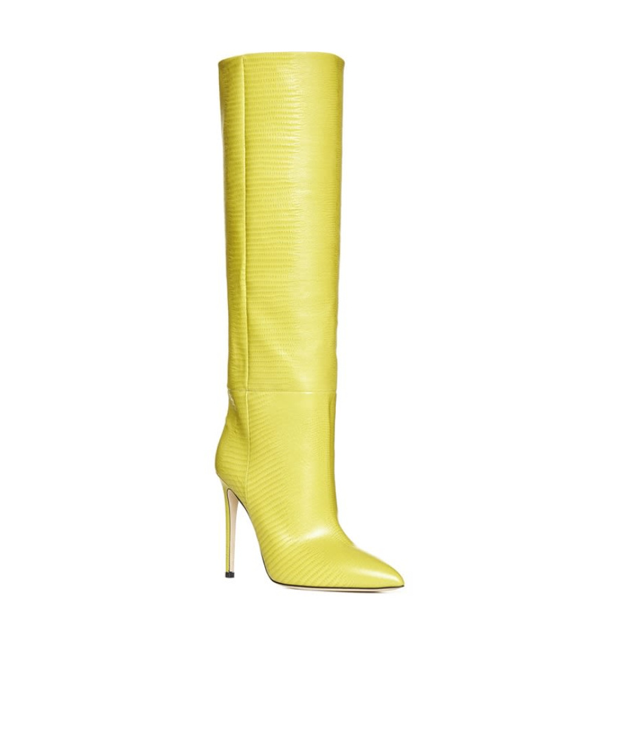 Paris Texas Lizard-effect Knee Boots In Yellow