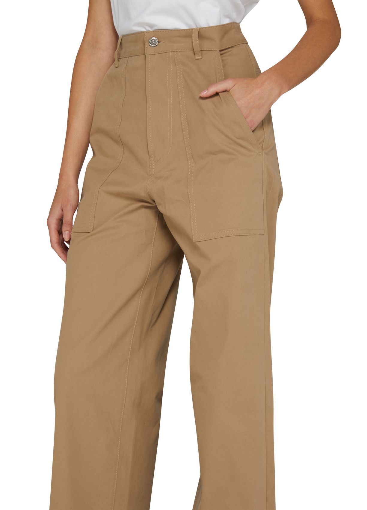 Moncler Belt-loop Casual Pants In Beige