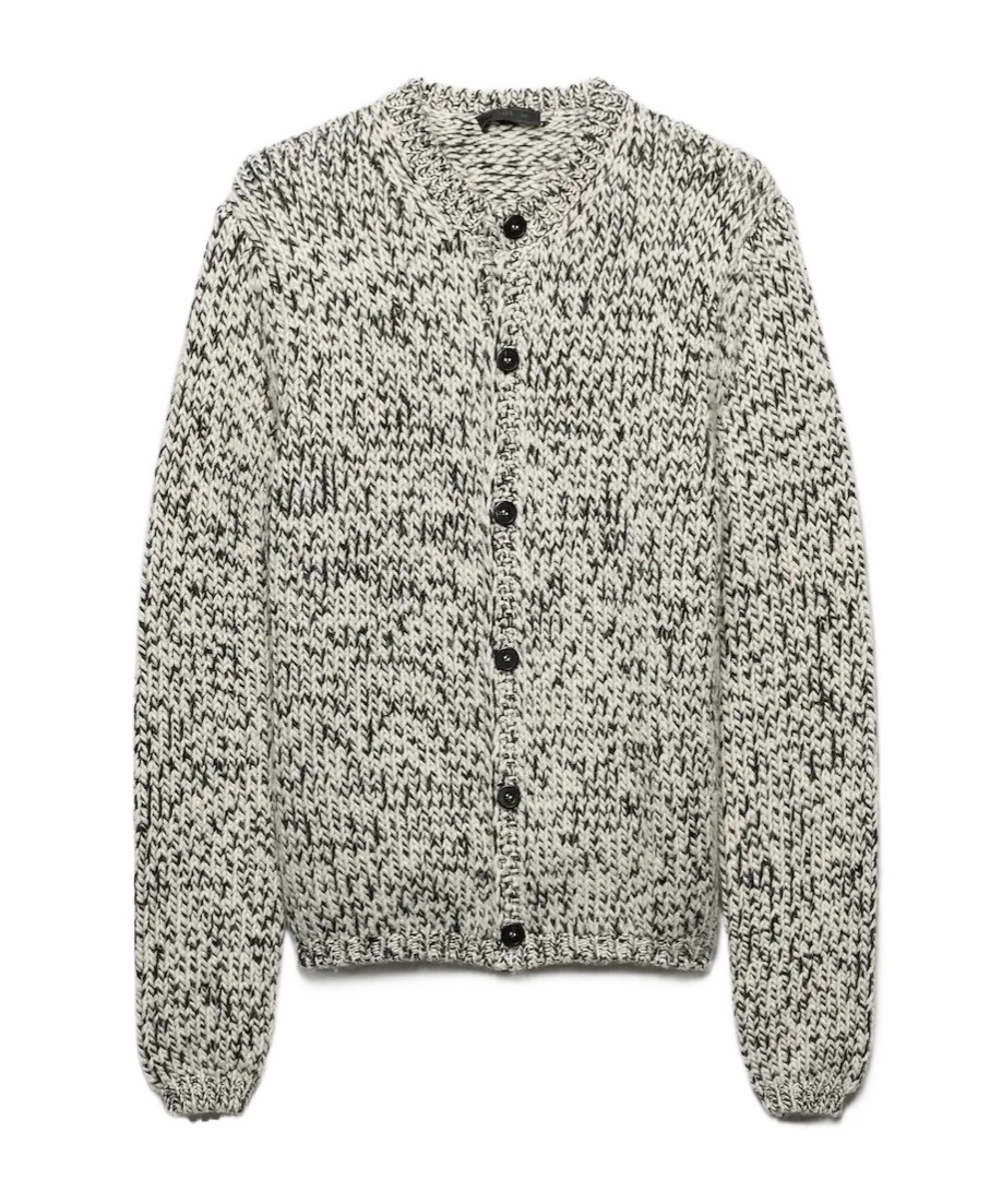 Prada Beige Two-tone Wool Cardigan In Multi