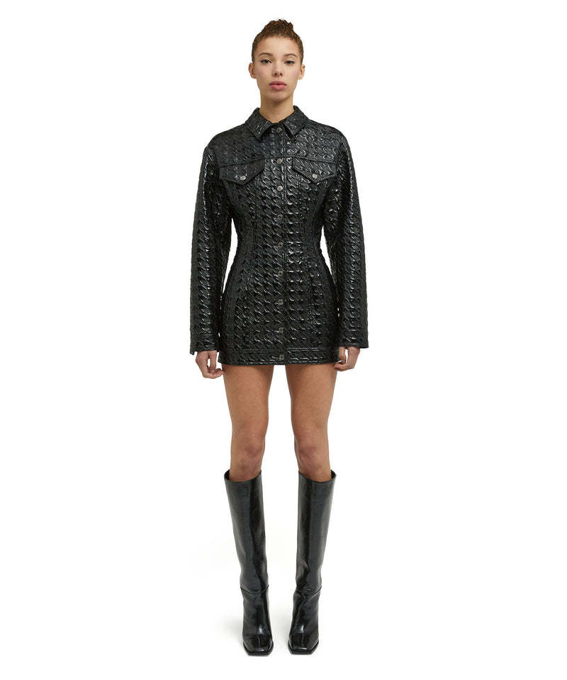 Msgm Embossed-pattern Faux-leather Shirt Jacket