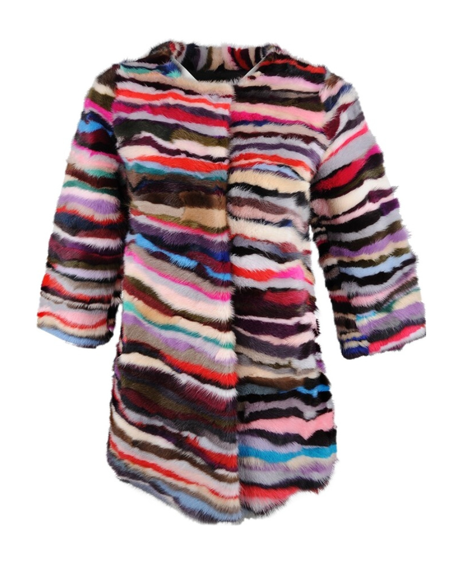 Frame Round-necked Fur In Multicolor
