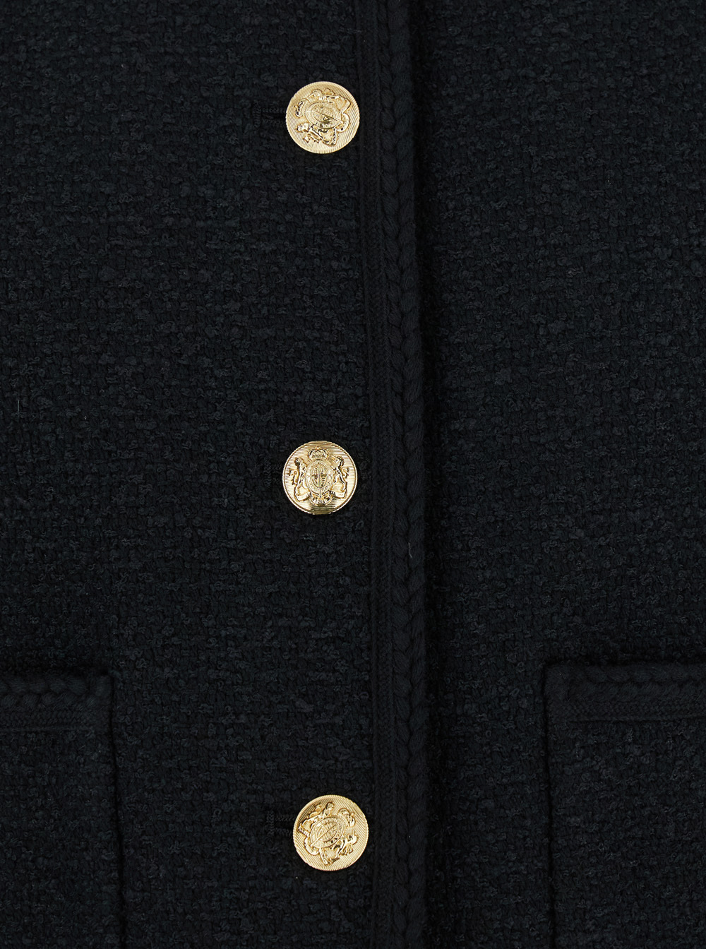 Dunst Black Crewneck Jacket With Contrasting Jewel Buttons