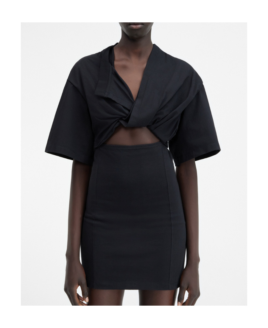 Jacquemus Bahia Twisted Cut-out Mini Dress In Black