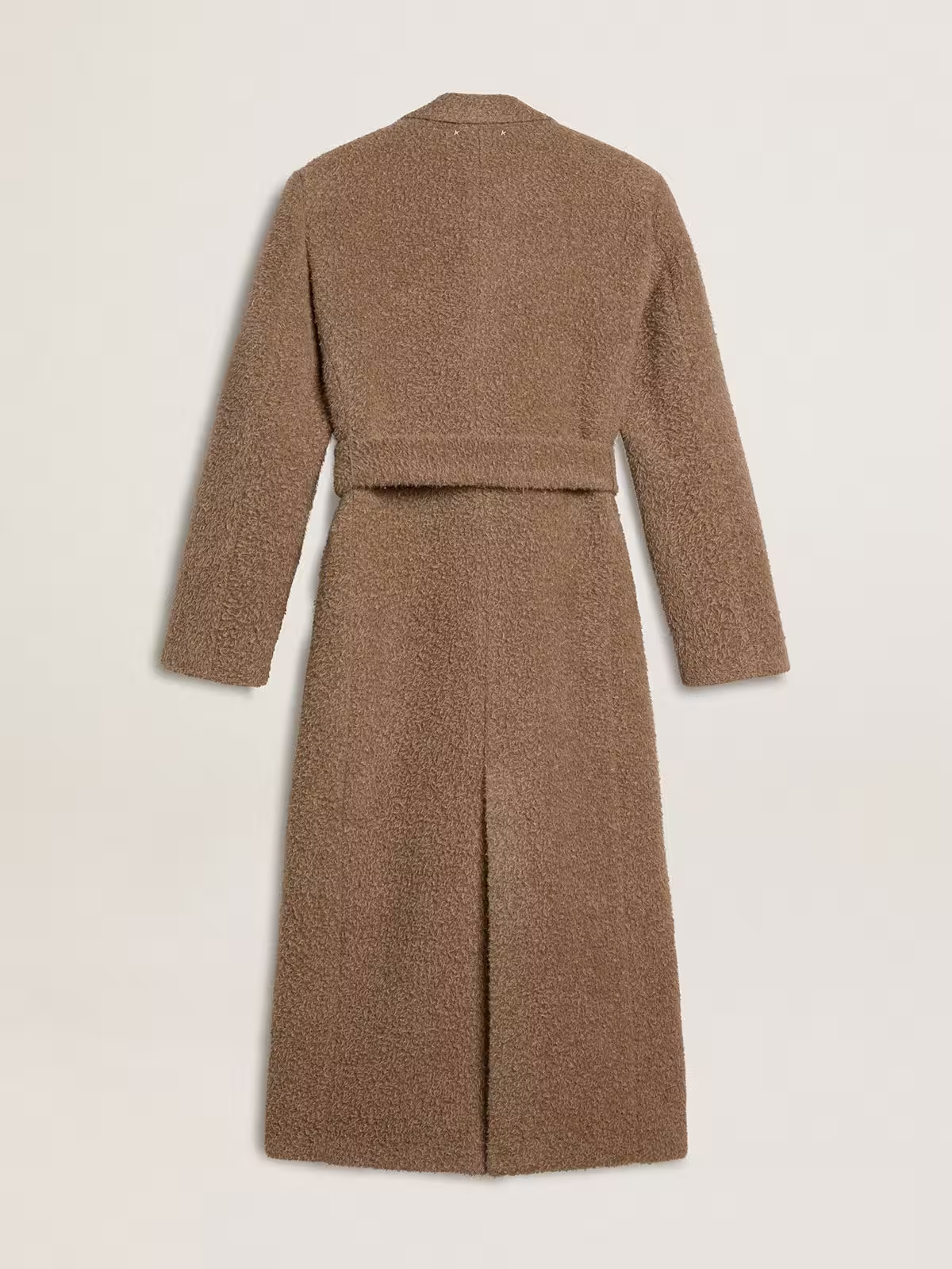 Golden Goose Journey Ws Double Breasted Coat With Detachable Belt Casentino Wool In Brown