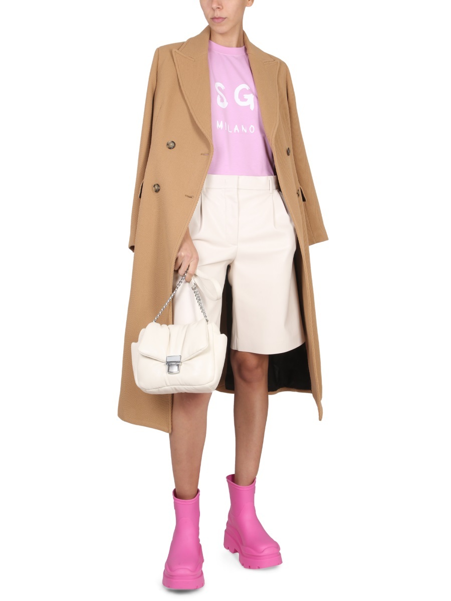 Msgm Faux Leather Bermuda Shorts In White
