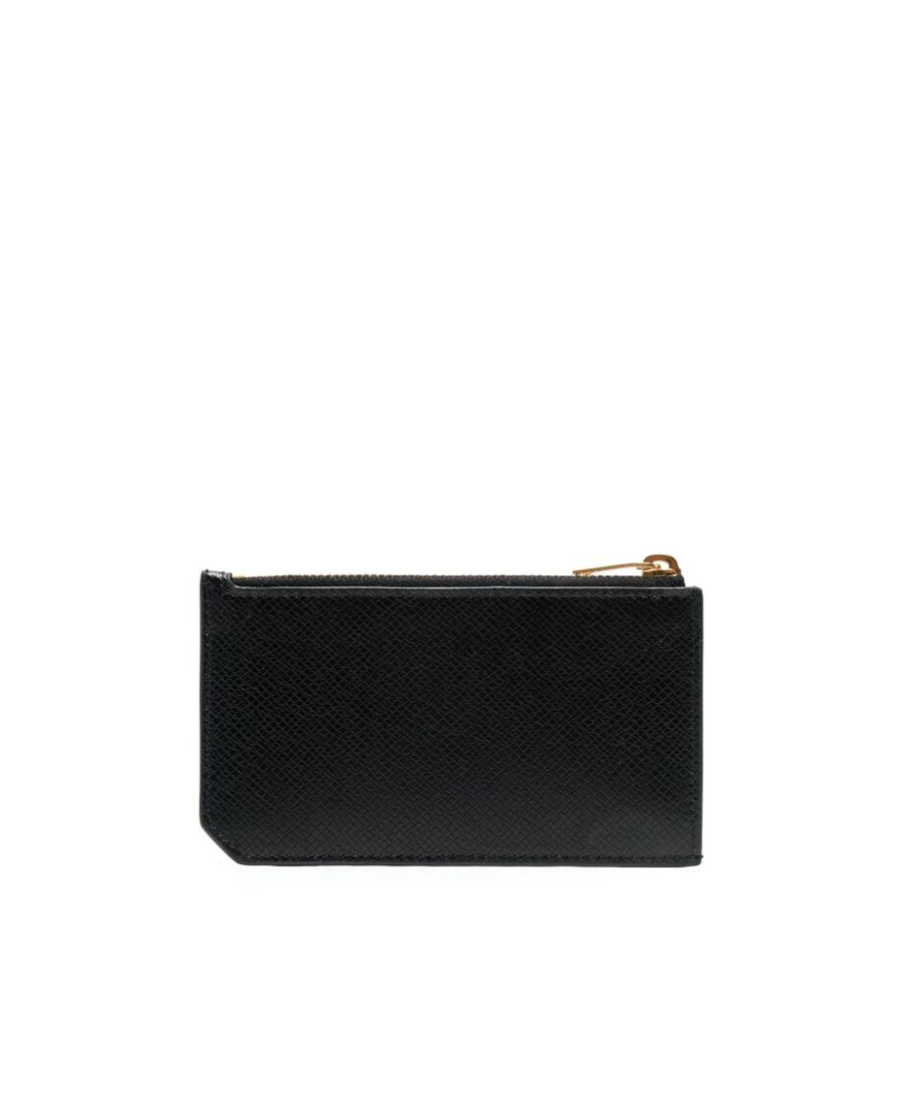 Saint Laurent Men Black Card-holder With Embossed Logo In Leather Man In Black