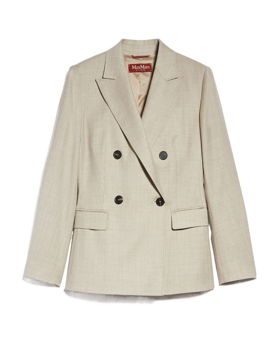 Max Mara Double-breasted Flannel Blazer In Nude