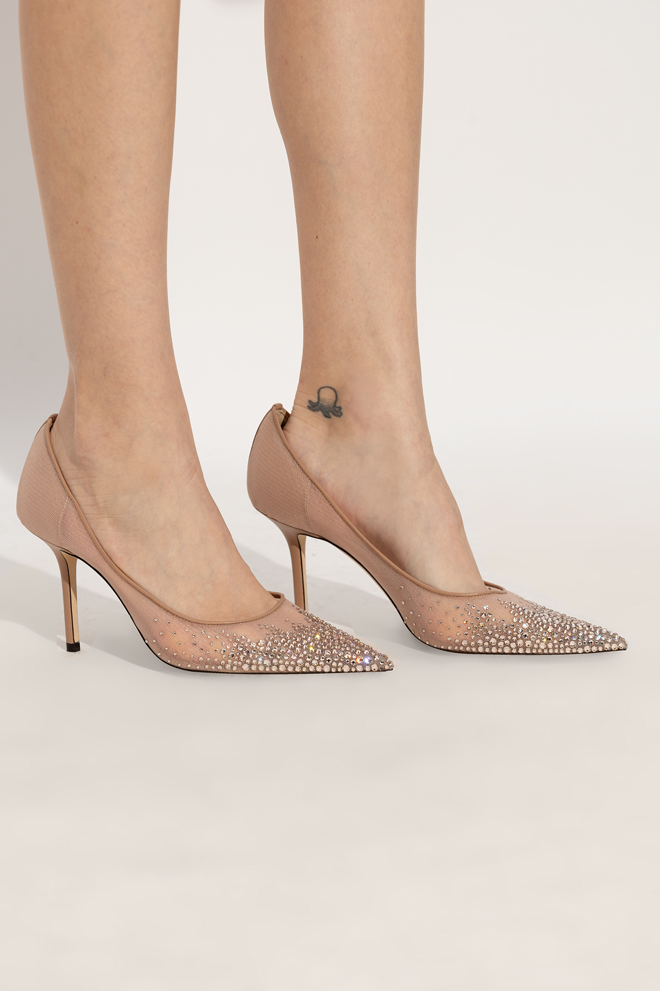 Jimmy Choo Love 85mm Crystal-embellished Pumps In Nude