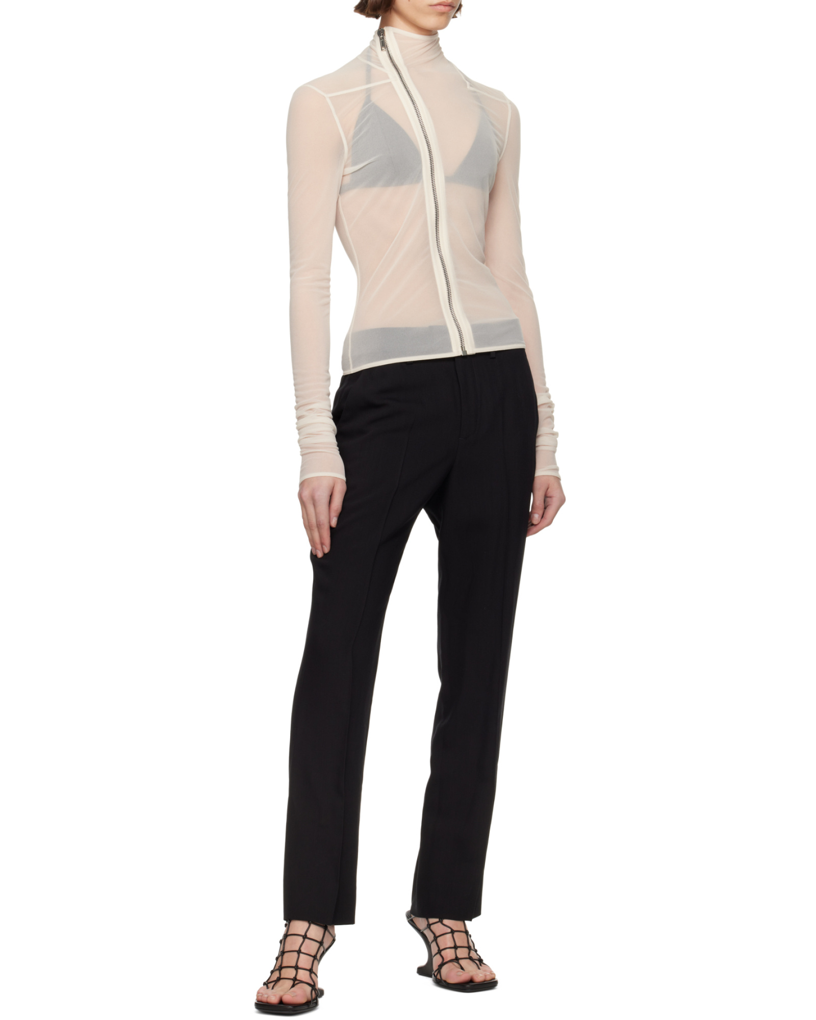 Rick Owens High Collar Long Sleeve Casual Jacket