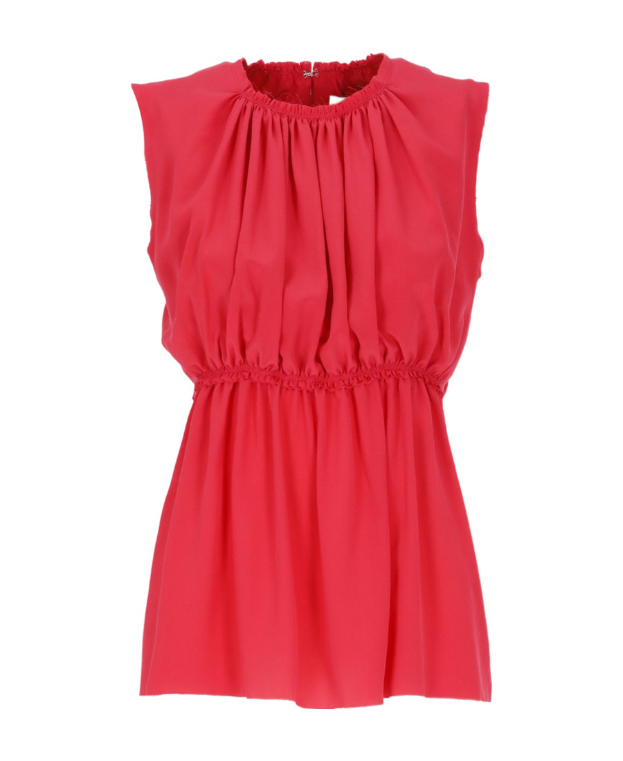 Lanvin Sleeveless Pleated Top Elasticated Waist In Red