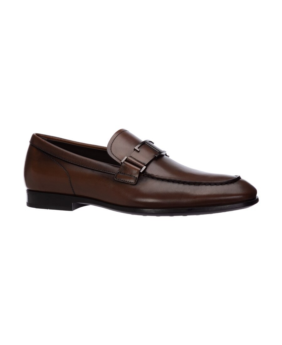 Tod's T Logo Leather Loafers In Black