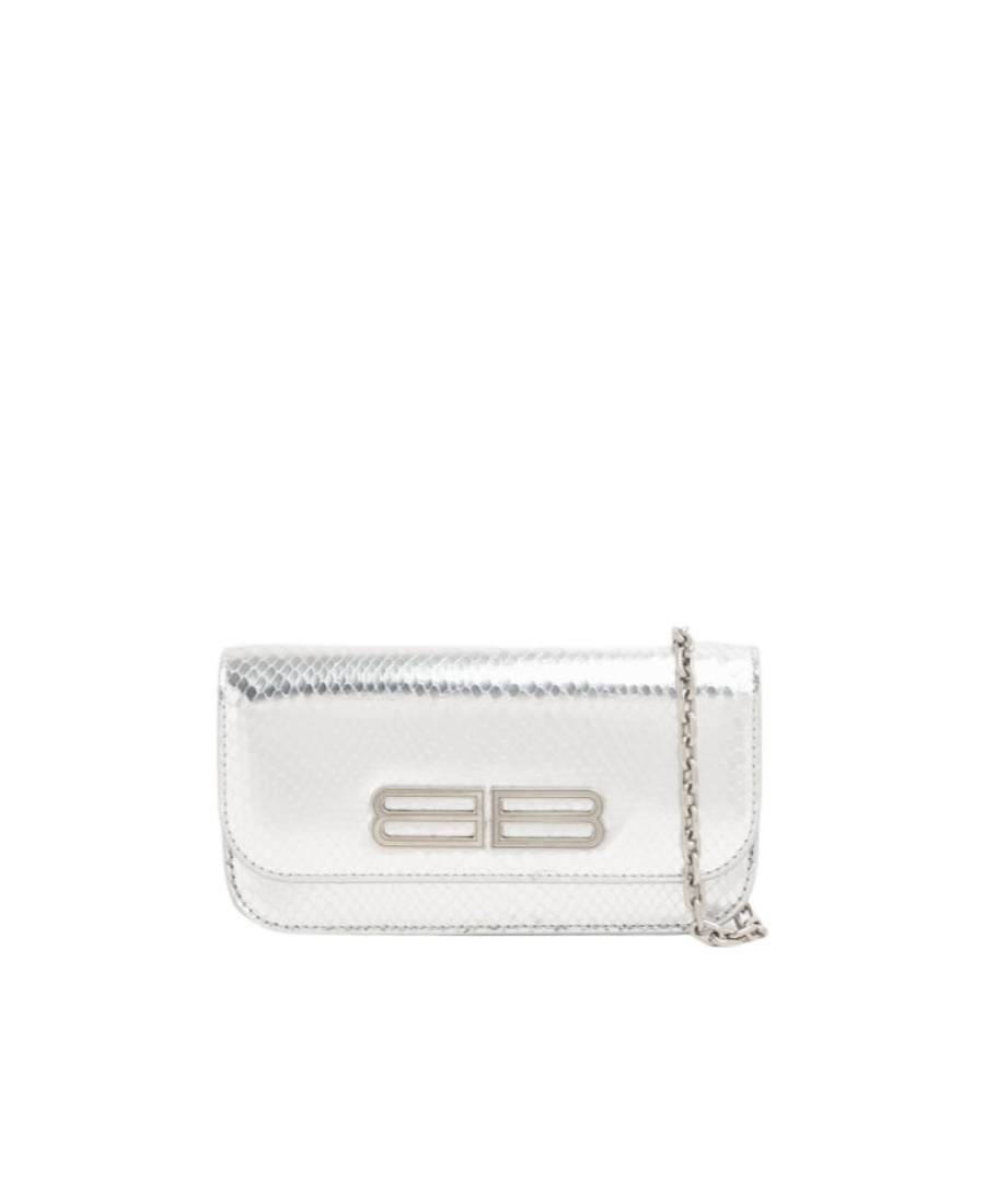 Balenciaga Logo Chain Wallet In White