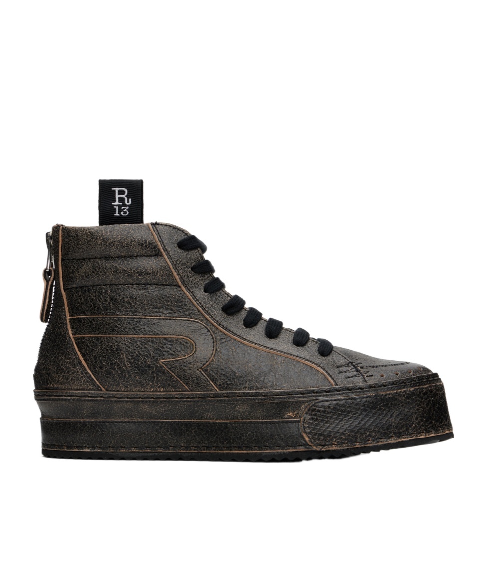 R13 Black Rogue Distressed Sneakers