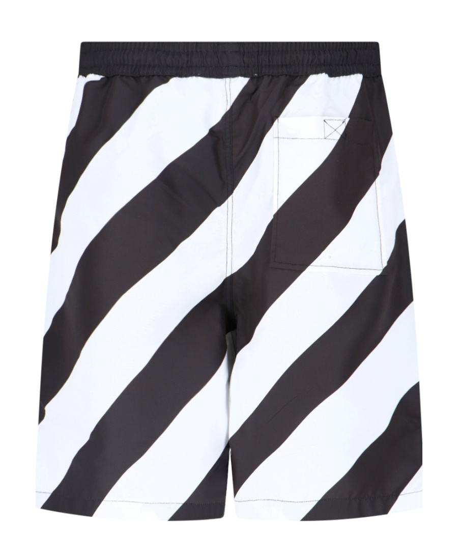 Off-white Diagonal Logo Surfer Swim Shorts In Black