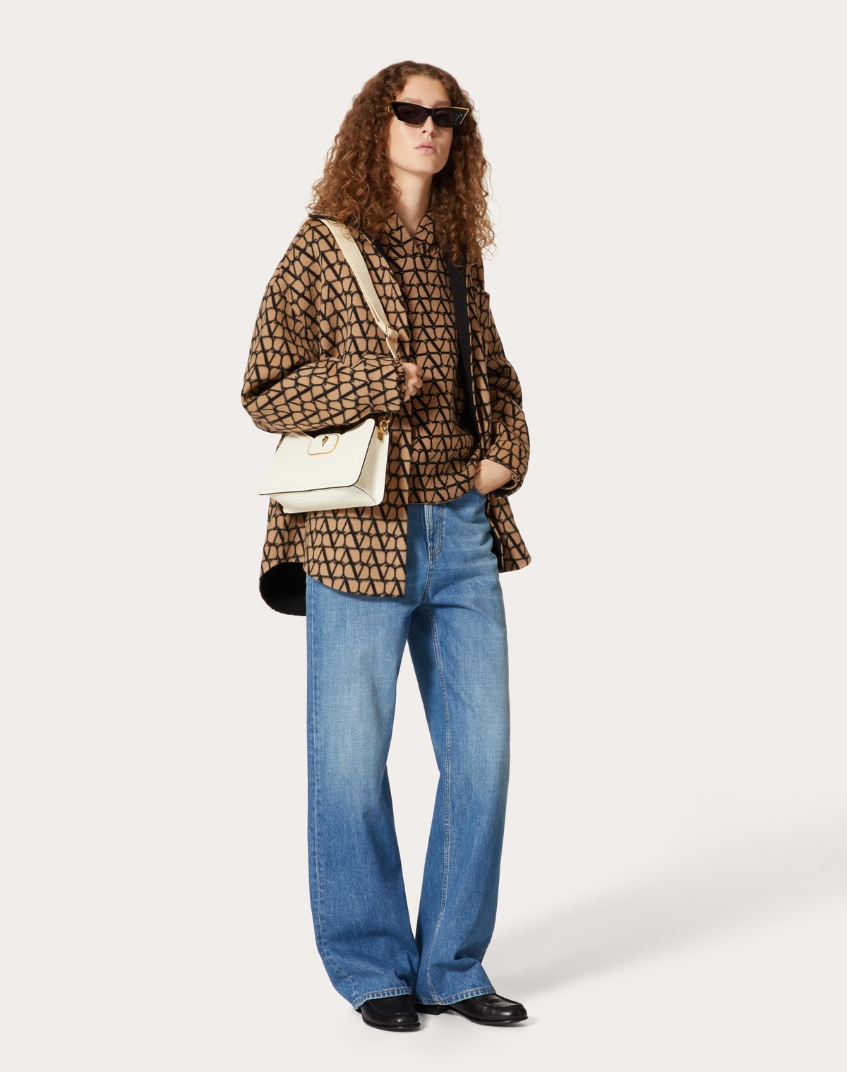 Valentino Brown Toile Iconographe Reversible Shirt In Nude