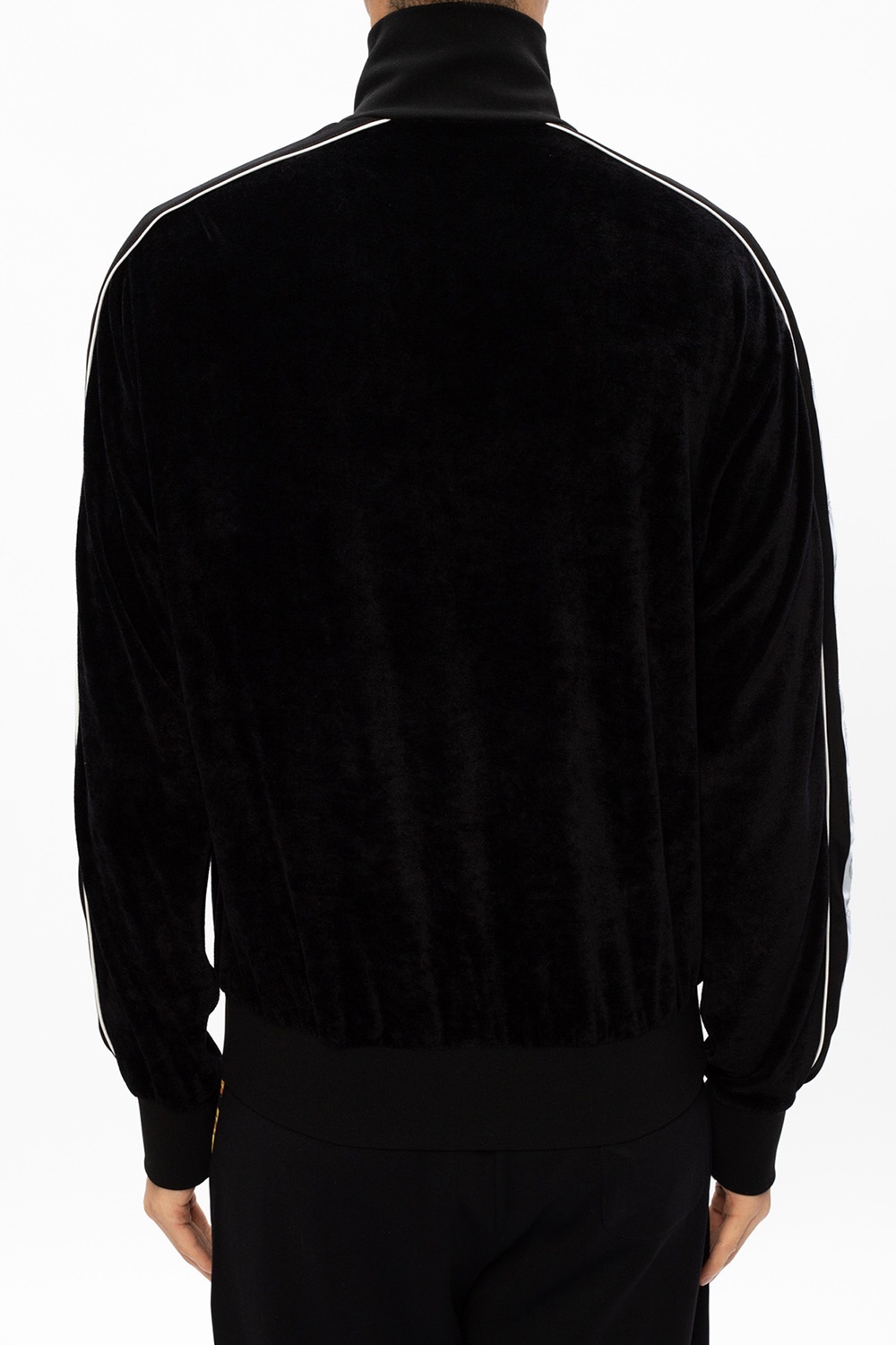 Versace Medusa-stripe Zipped Sweatshirt In Black