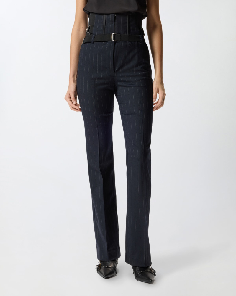 Pinko Pinstripe Poly Wool Bustier Trousers In Multi