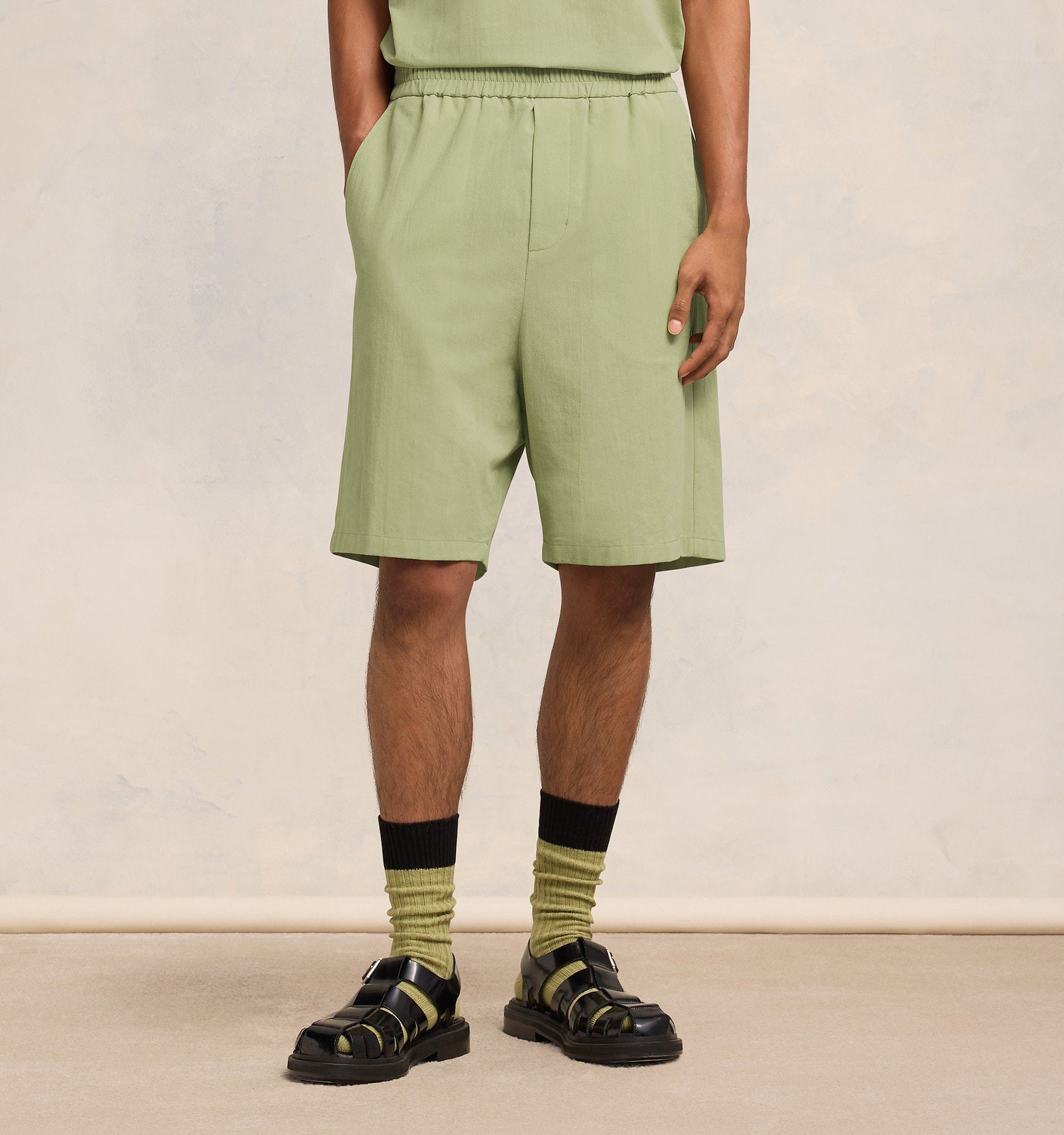 Ami Alexandre Mattiussi Elasticated Waist Bermuda Shorts In Nude