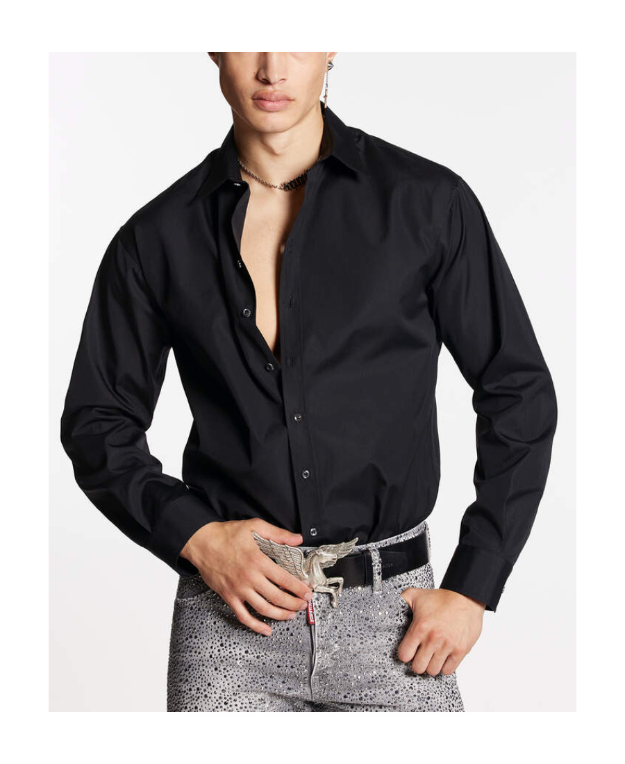 Dsquared2 Logo Printed Lapel Shirt In Black