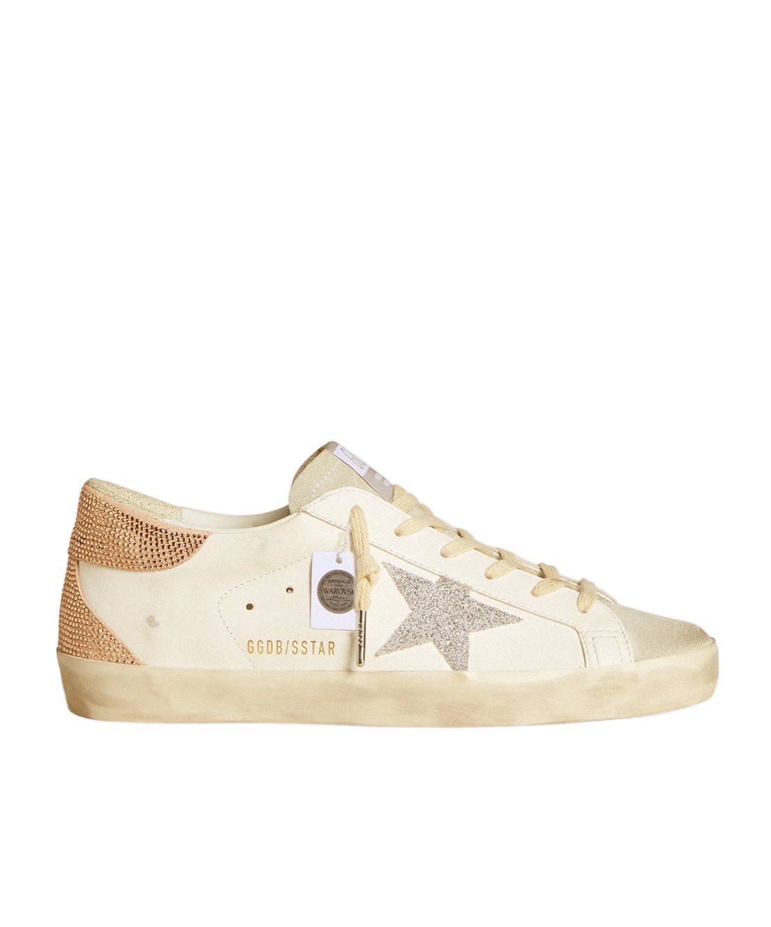 Golden Goose Super-star In Leather With Swarovski Crystal Star And Heel Tab In Brown