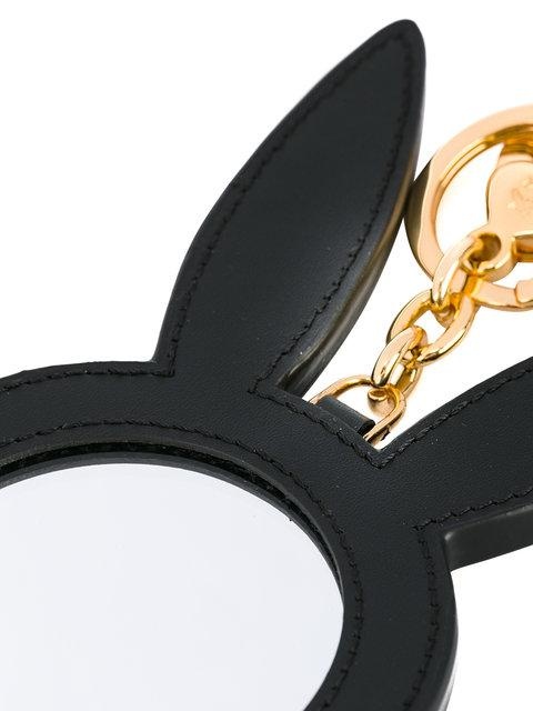 Mcm Logo Printed Keychain In Brown