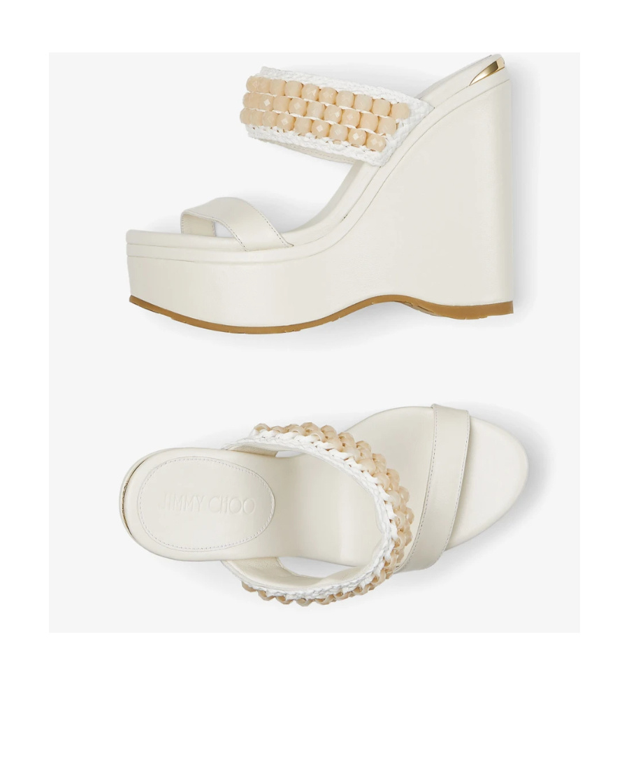 Jimmy Choo Logo Sloping Heels In White