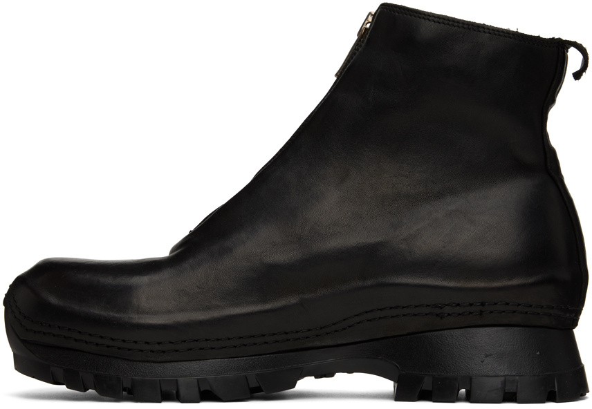 Guidi Zipped Leather Ankle Boots In Black