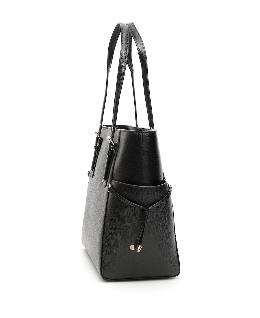 Michael Kors Voyager Black Leather Tote In Black