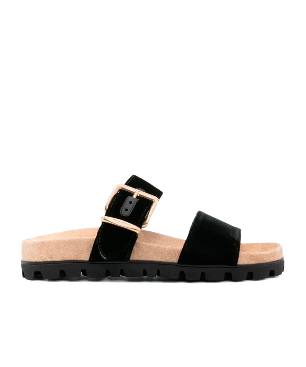Miu Miu Suede Buckle Sandals In Black