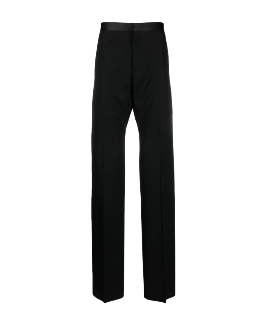 Givenchy Slim Fit Tailored Pants In Wool With Satin In Black
