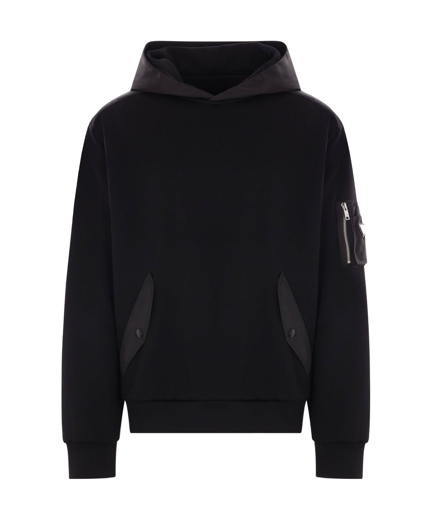 Prada Men's Tonal Cotton And Nylon Hoodie In Black
