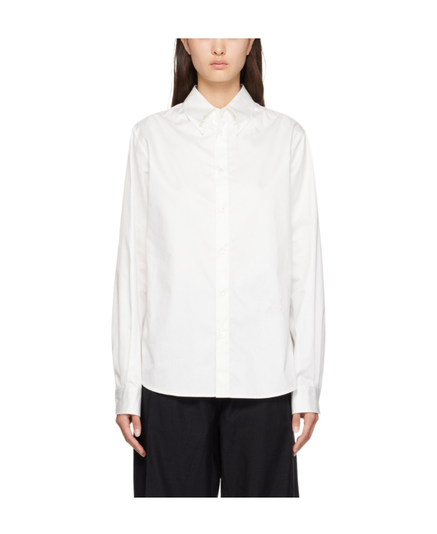 Mm6 Maison Margiela Lapel Long-sleeved Shirt In White