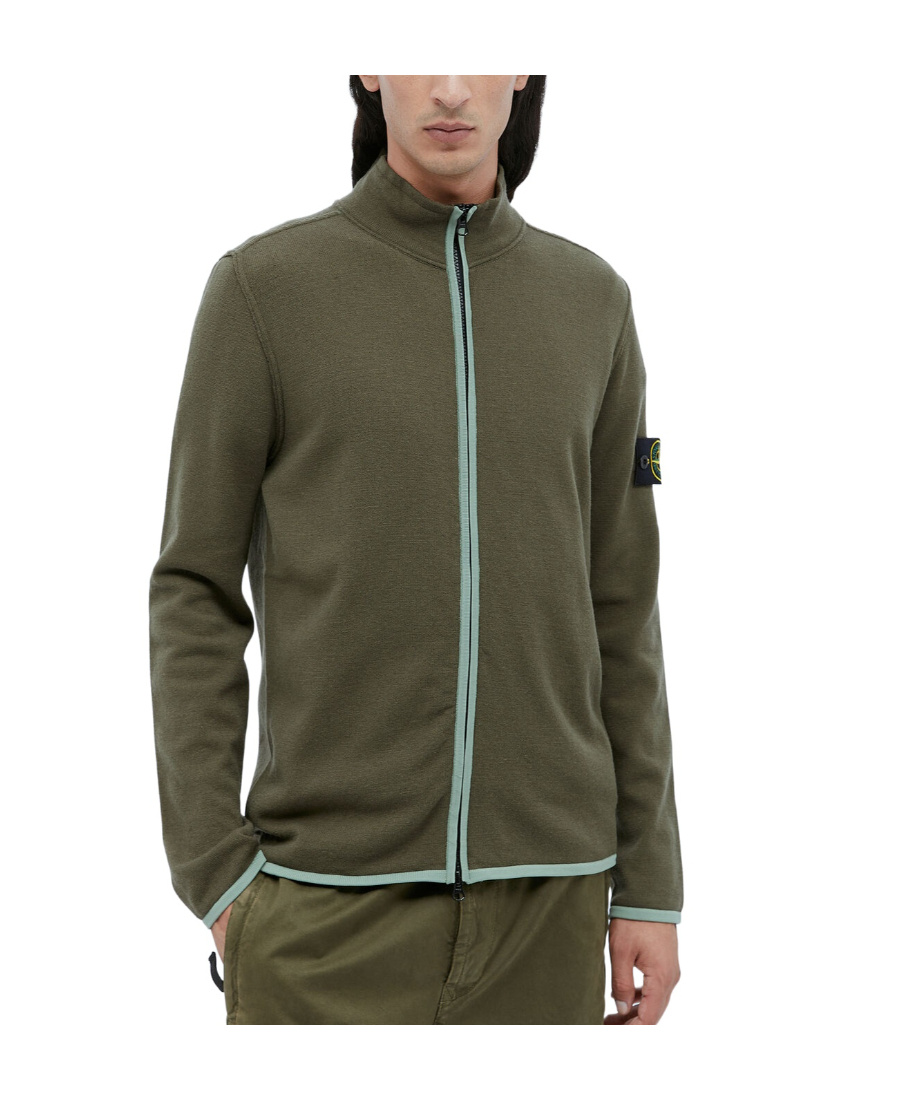 Stone Island Compass-motif Zip-up Sweatshirt In Green