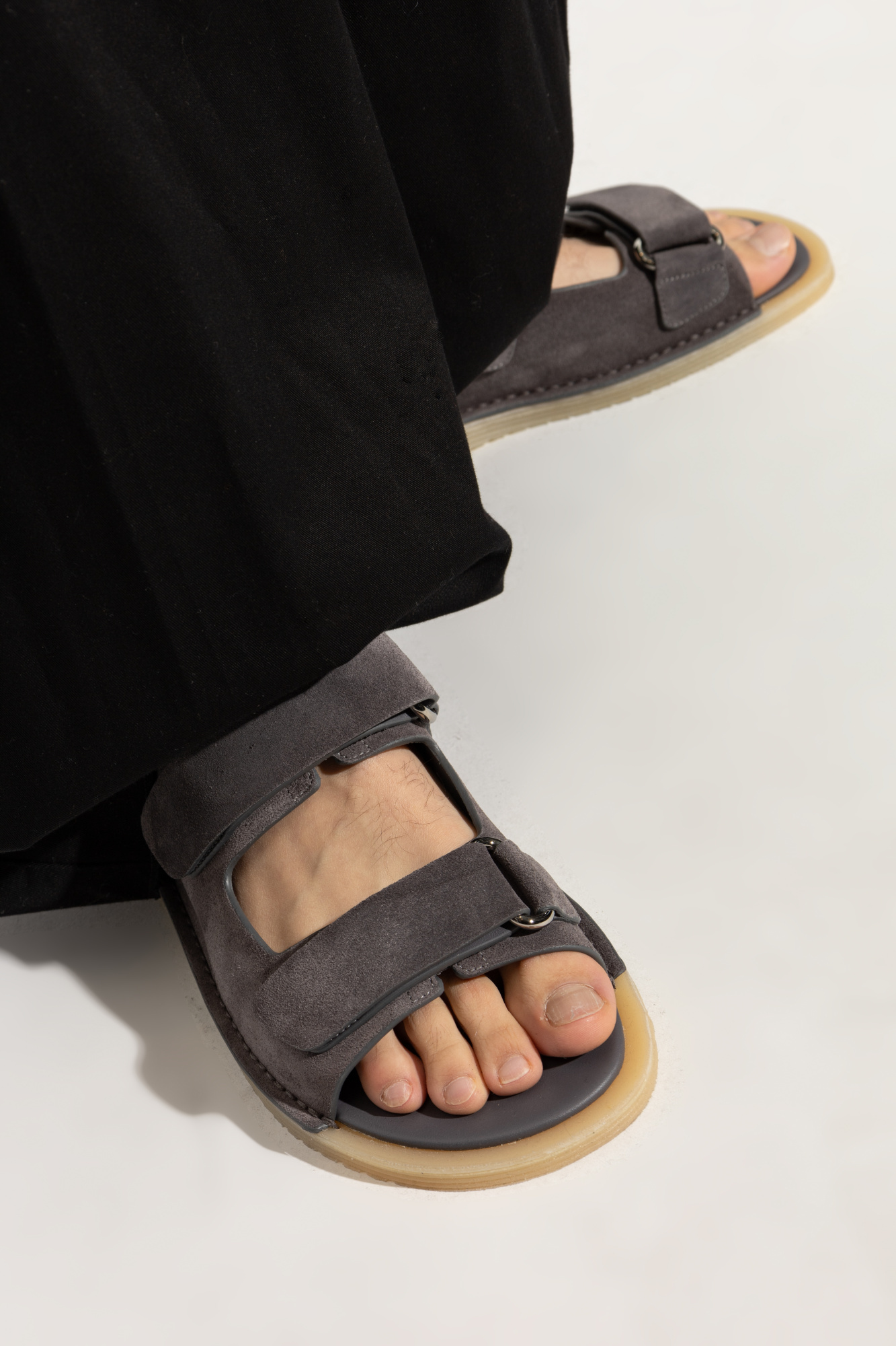Dolce & Gabbana Touch-strap Leather Sandals In Black