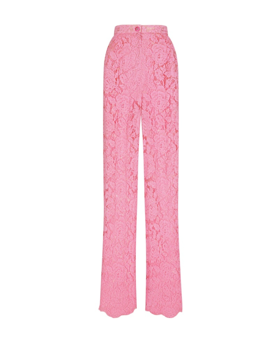 Dolce & Gabbana Floral Lace Tailored Trousers In Pink