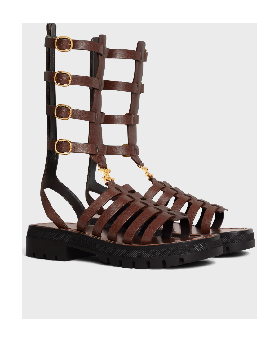 Celine Clea Triomphe Medium Sandals In Black
