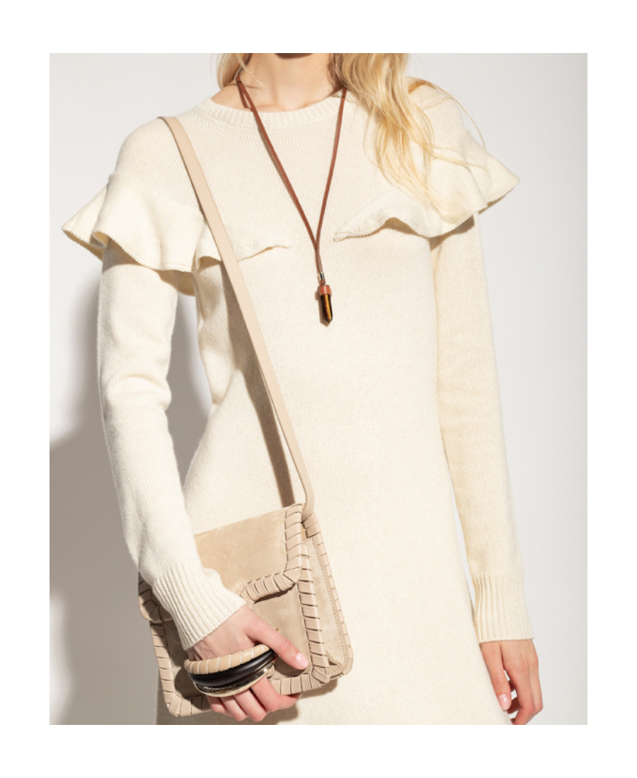 Chloé Chloe Sand Suede Kattie Clutch In Nude