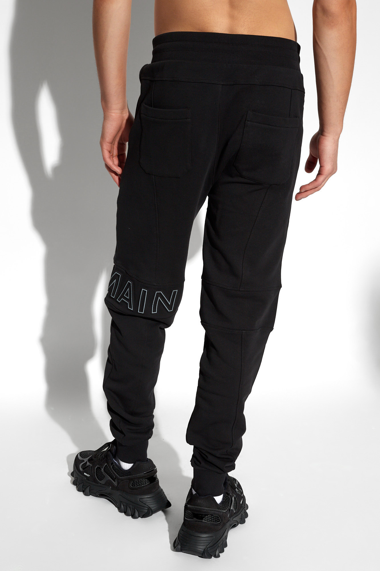 Balmain Black Cotton Jogging Pants