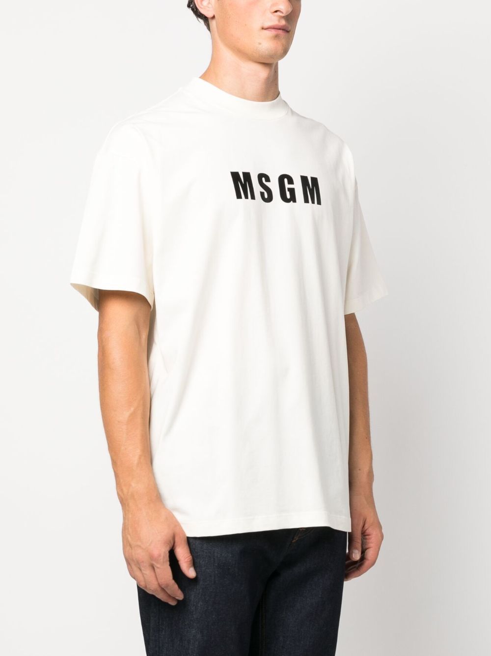 Msgm Logo-print Cotton T-shirt Clothing In White
