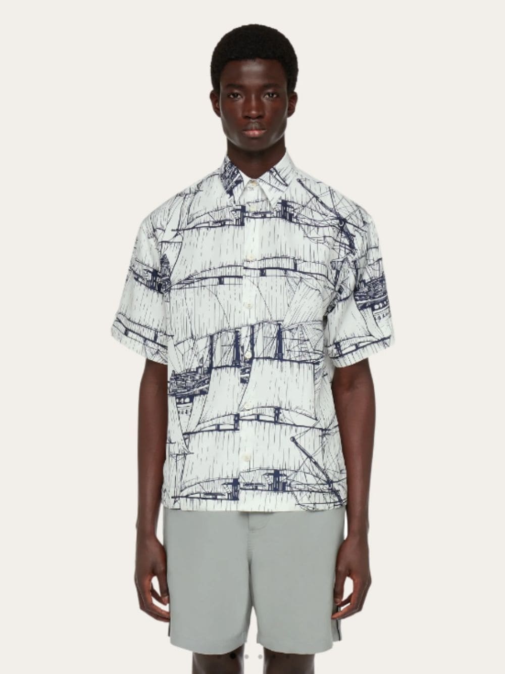 Ferragamo Printed Short-sleeved Shirt In White