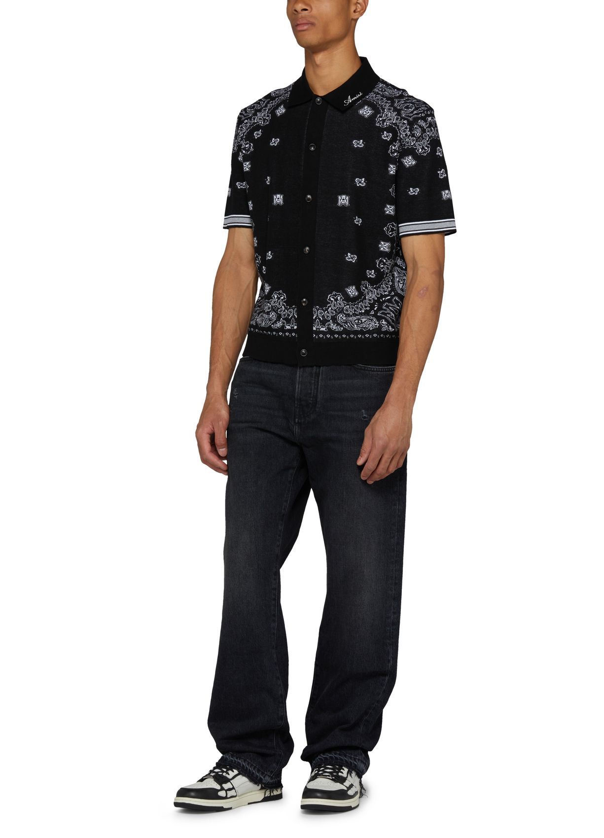 Amiri Straight Cut Loose Jeans In Black